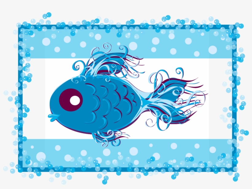 An Illustration Of An Artistic Blue Fish Swimming On, transparent png download