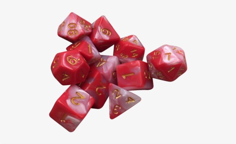 Huntress- Red And White Swirl Color With Gold Numbers - Dice Game, transparent png download