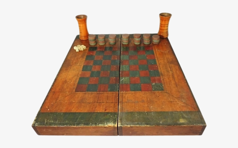 Antique Wood Box Game Board Checkers Chess Backgammon - Chess, transparent png download