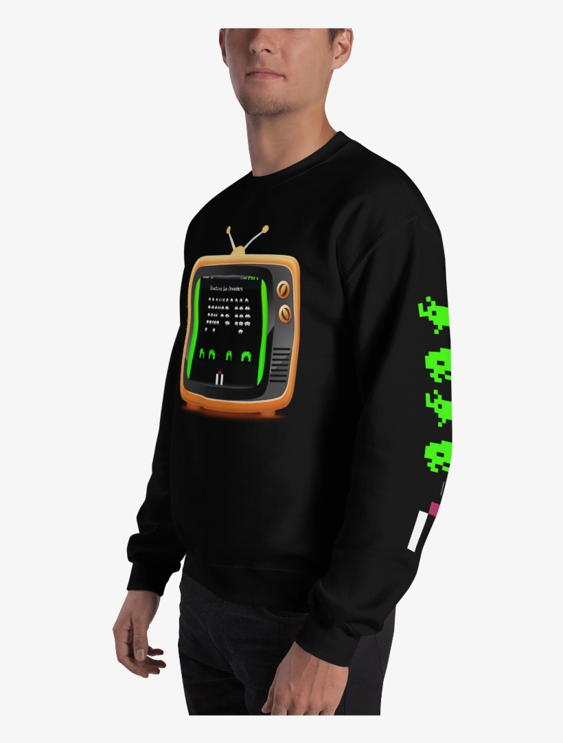 Psd Retro Tv Icon Sleeve1 Mockup Left Front Man Black - Sweater, transparent png download