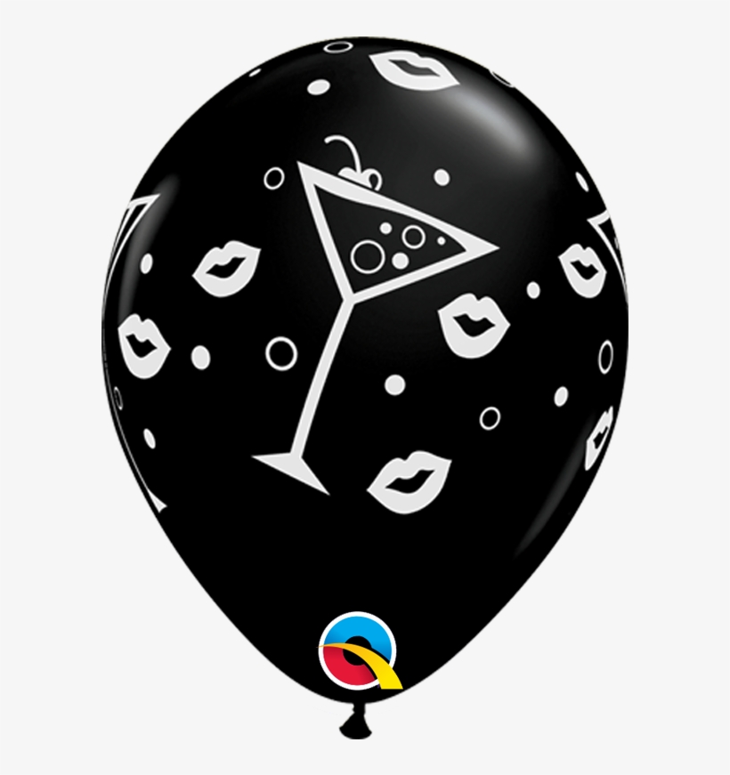 11" Onyx Black 50ct Mixed Drinks & Bubbly Latex Balloons - Balloon, transparent png download
