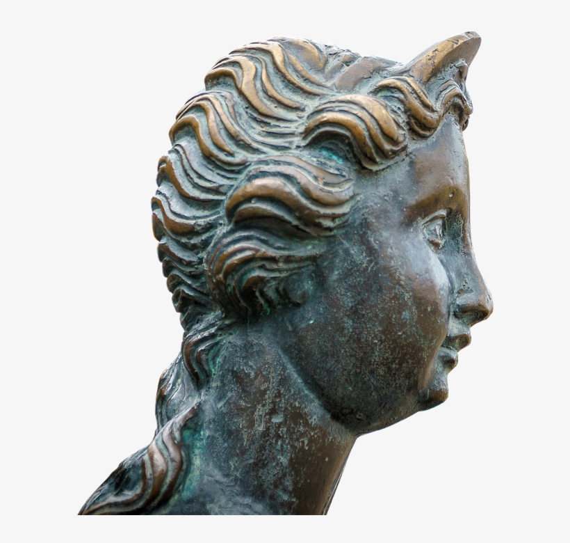 Woman, Head, Bronze, Hair, Of Course, Face, Young Woman - Bronze Sculpture, transparent png download