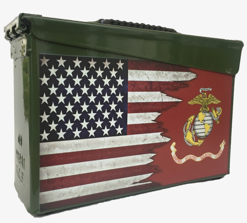 Dual Us Flag Usmc Custom Ammo Can - Made The First American Flag, transparent png download