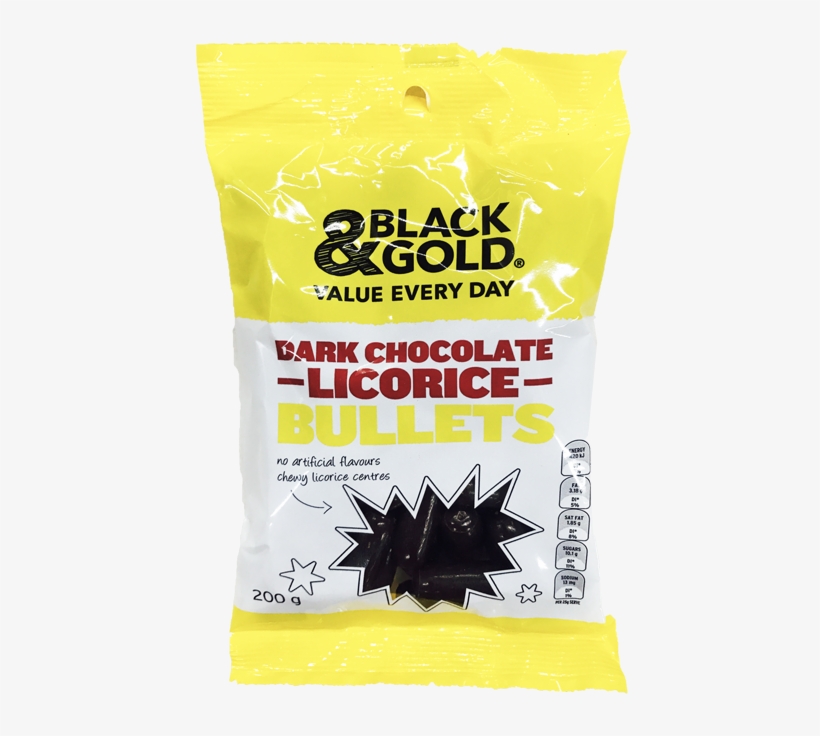 Black & Gold Dark Chocolate Licorice Bullets 200g - Food, transparent png download
