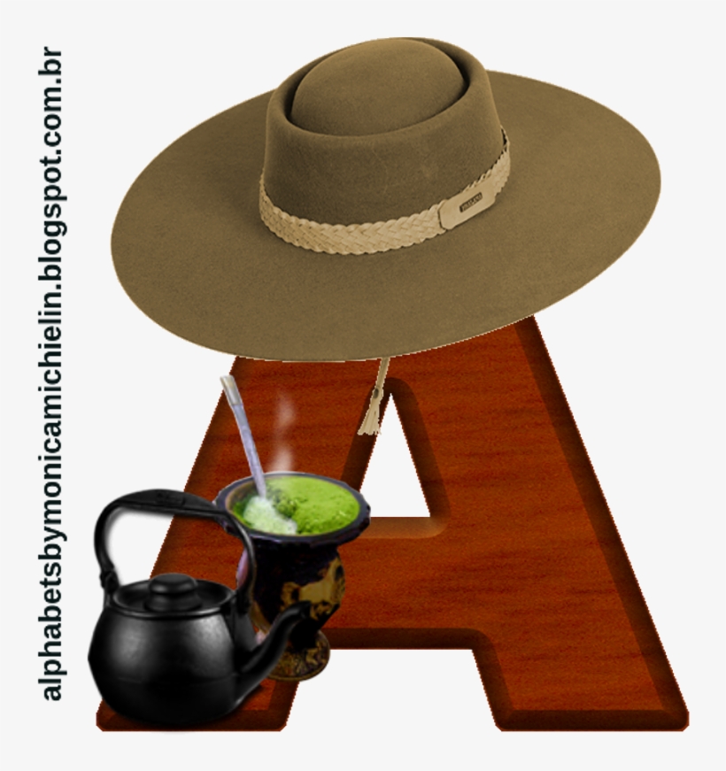 Alfabeto De Chapéu Gaúcho Com Chimarrão, Cuia E Bomba - Teacup, transparent png download