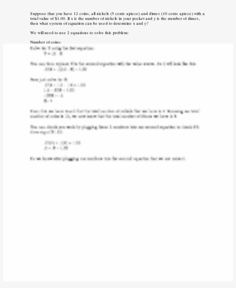 Systems Of Equations Word Problems Transparent Background - Document, transparent png download