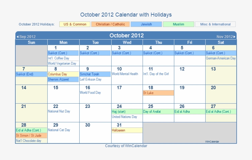 November 2018 Holiday Calendar, transparent png download