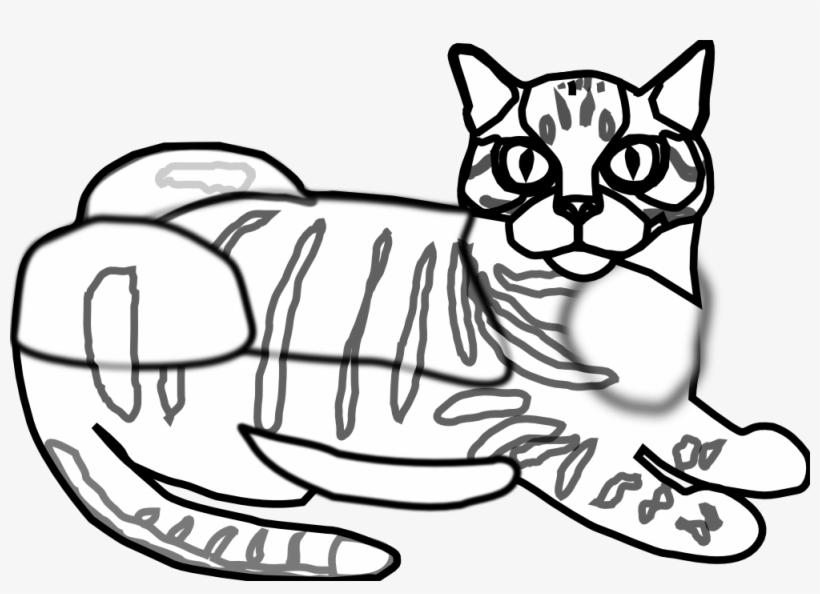 Tabby Cat Ca Black White Clipartist - Coloring Book, transparent png download
