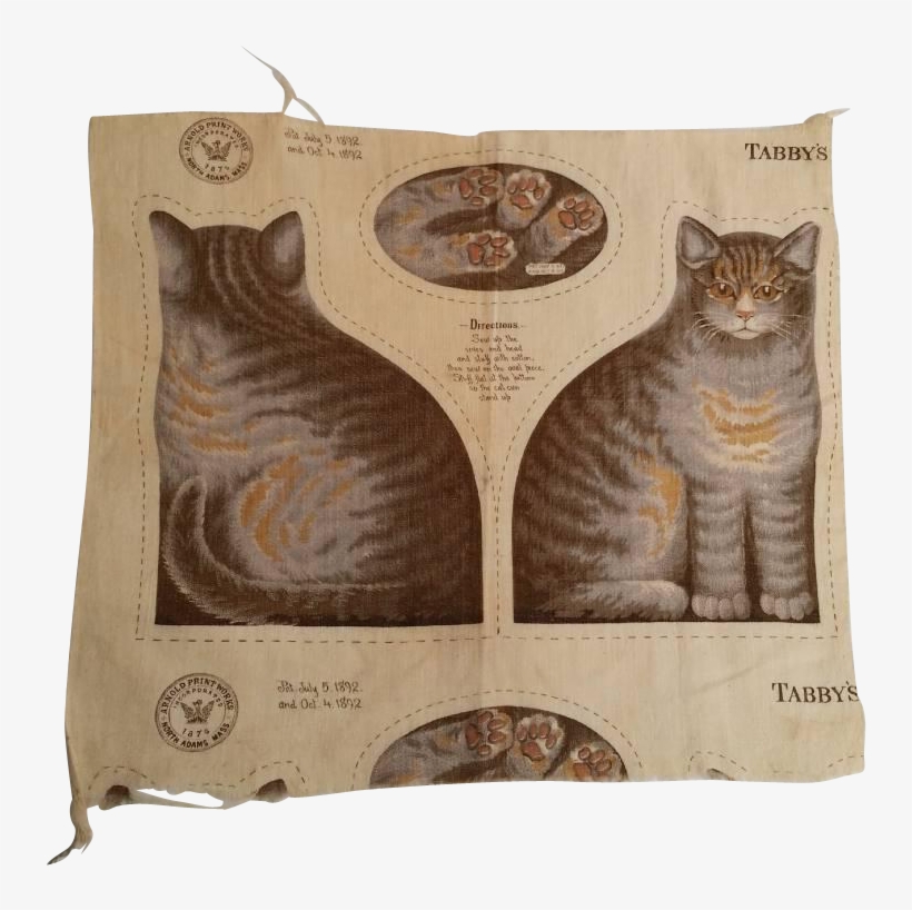 Antique Arnold Print Works Tabby Cat Kitten Pattern - Tabby Cat, transparent png download