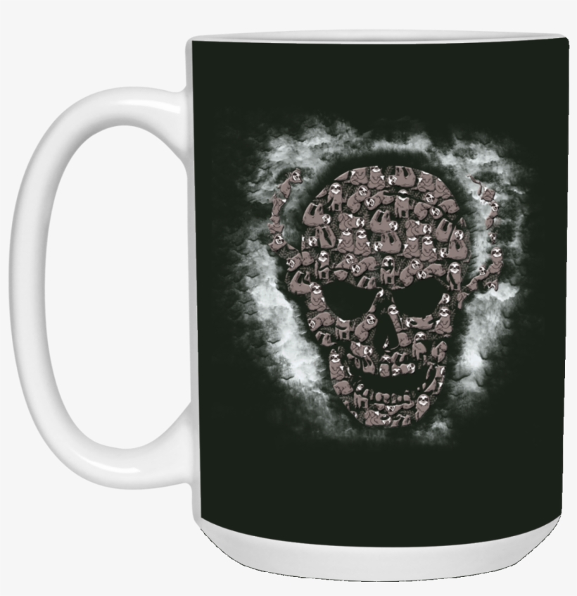 White Smoke Black Skull Sloth Pattern Mug - Beer Stein, transparent png download