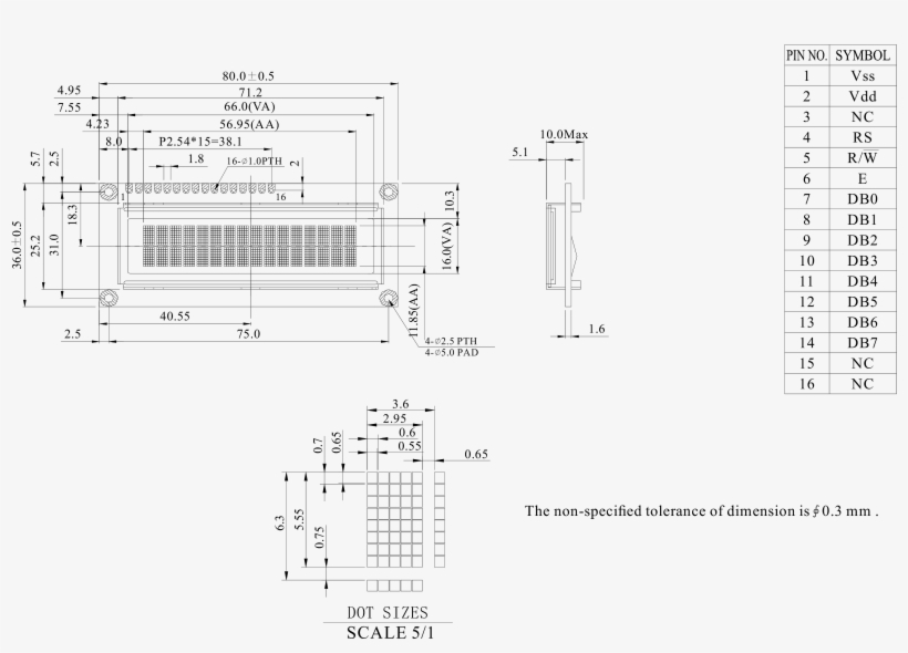 Winstar Longlife Oled Character Display Module - Diagram, transparent png download