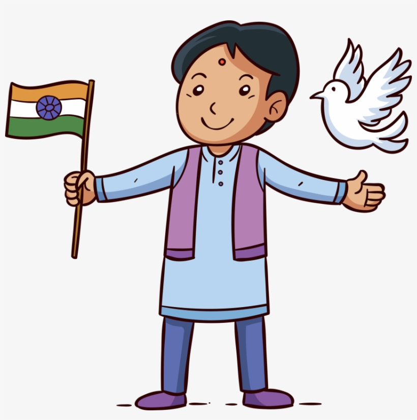 Boy Hanging An India Flag On 26 January - Happy Republic Day Png, transparent png download