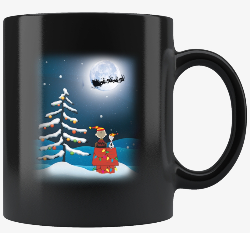 Charlie Brown And Snoopy Christmas Night Light Mug, transparent png download