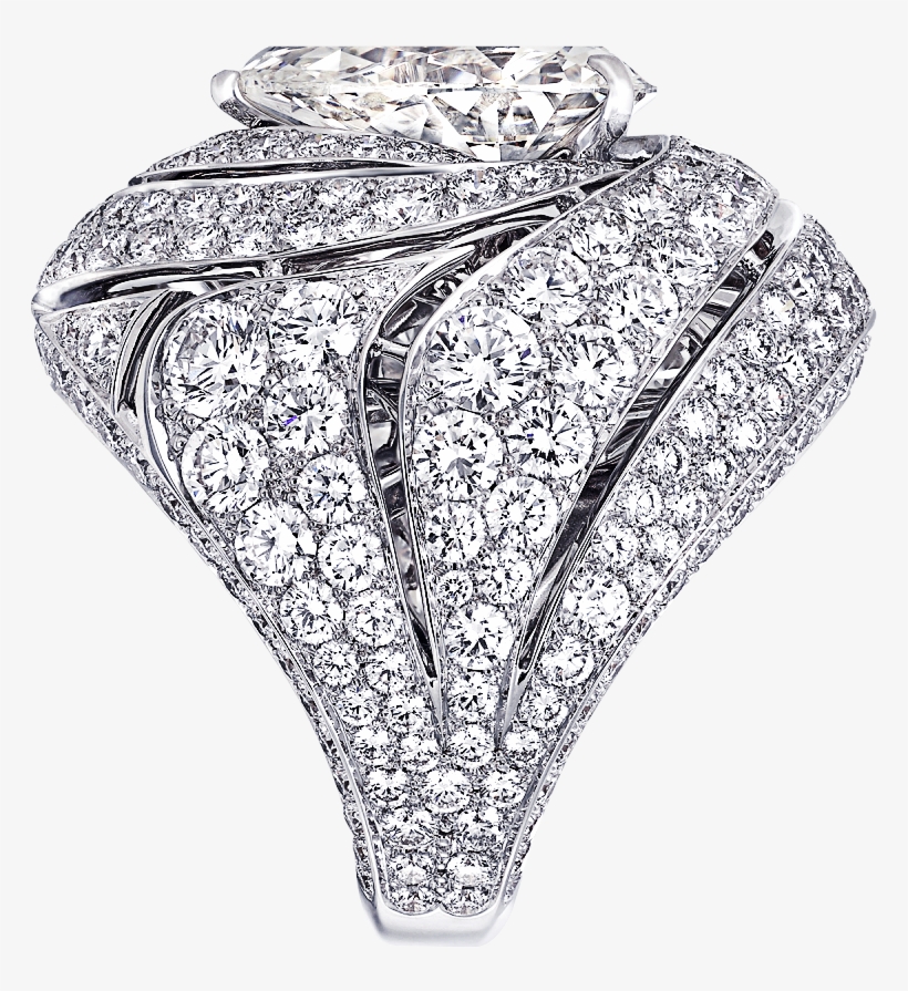 Side View Of A Graff Swirl Ring Featuring A Pear Shape - Engagement Ring, transparent png download