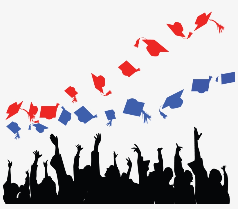Lf Grad Caps White - High School Graduation Black And White, transparent png download