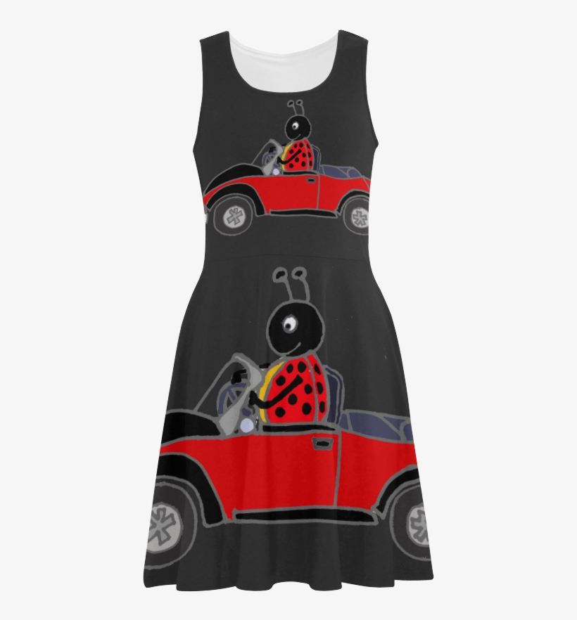 Funny Ladybug Driving Red Convertible Atalanta Sundress - Vest, transparent png download