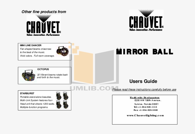 Pdf For Chauvet Other Mirror Ball Mirror Balls Manual - Chauvet, transparent png download
