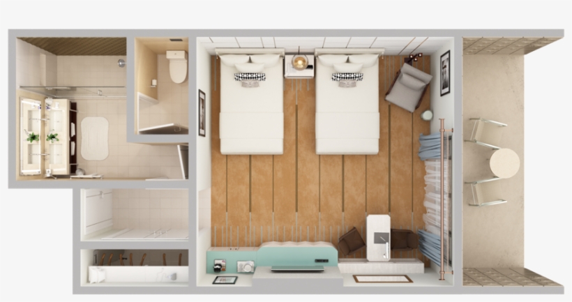 Two Queen Beds - Room Top View, transparent png download