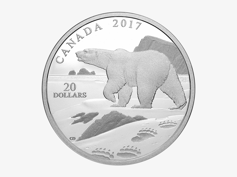 Pure Silver Coin Paw Prints On The Edge - Polar Bear Coin Canada, transparent png download