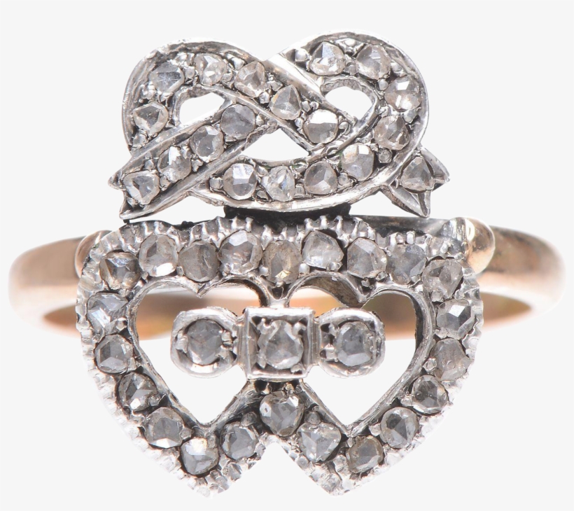 Victorian Double Heart And Friendship Knot In 14 Kt - Body Jewelry, transparent png download