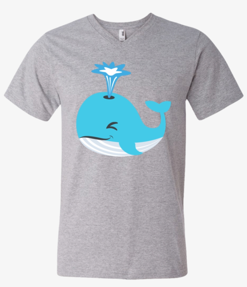 Whale Blow Hole Spray Emoji Men's V Neck T Shirt - Shirt, transparent png download