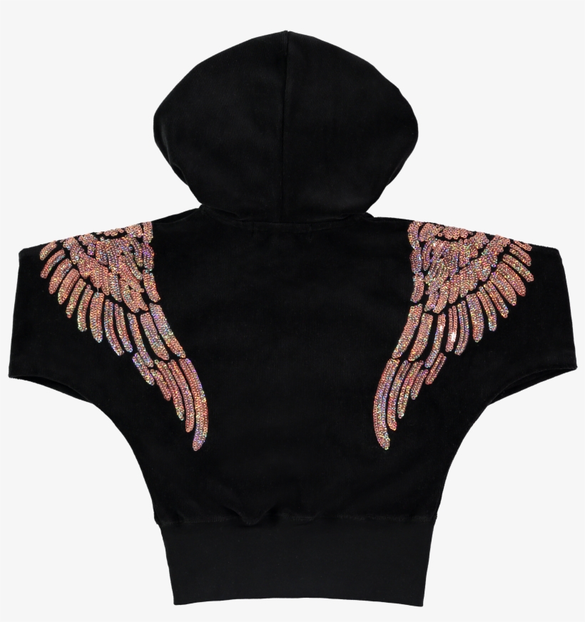 Aw18 Angel's Face Black Sequin Wings Tracksuit - Hoodie, transparent png download