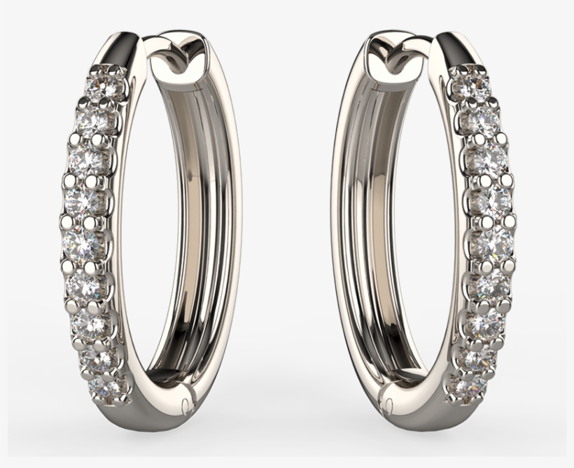 White Gold Classic Hoop Diamond Earrings - Earrings, transparent png download
