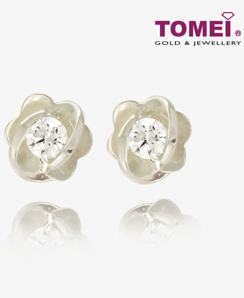 Tomei 375 White Gold "petal Of Love" Diamond Earrings - Tomei Jewellery, transparent png download