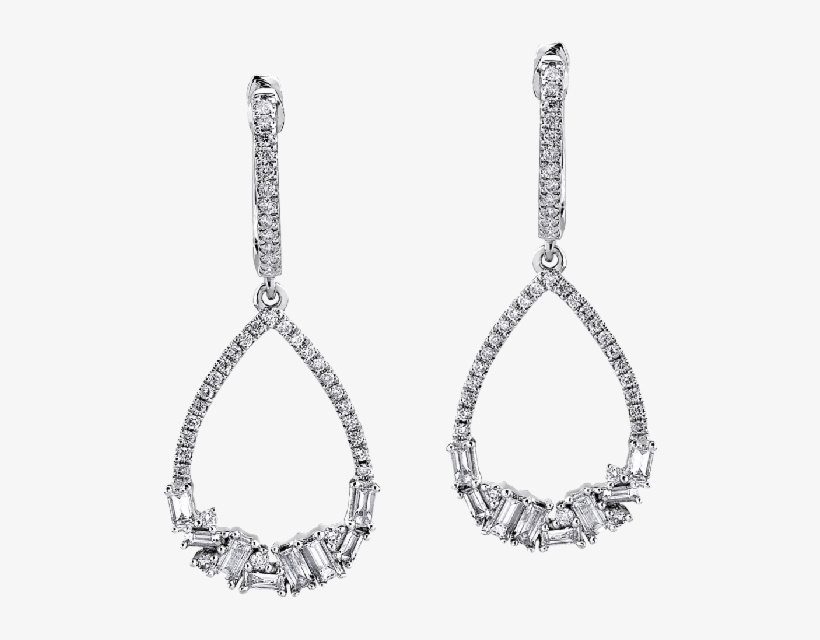 Cercei Cu Diamante Rotunde Si Bagheta Dcac00322 - Earrings, transparent png download