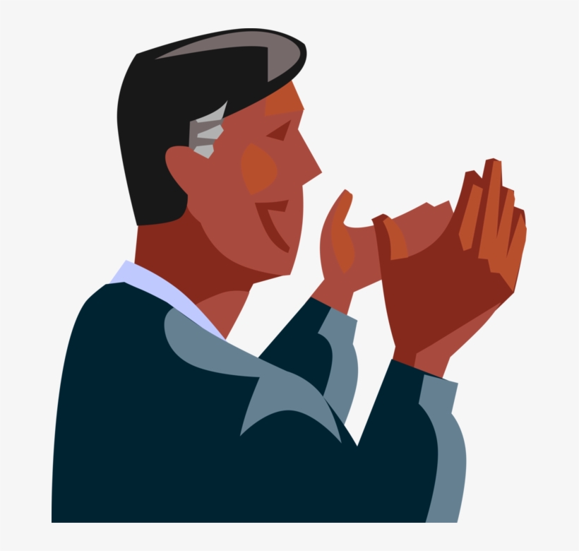 Vector Illustration Of Businessman Applauds In Approval - Illustration, transparent png download