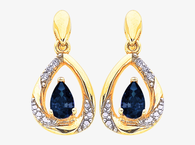 9ct Yellow Gold Sapphire And Diamond Earrings - Sapphire Earrings In Yellow Gold, transparent png download