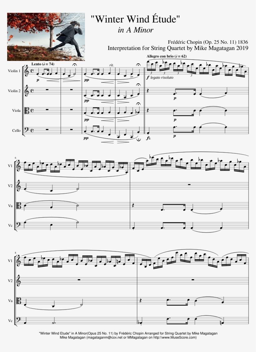 "winter Wind Étude" In A Minor For String Quartet - Document, transparent png download