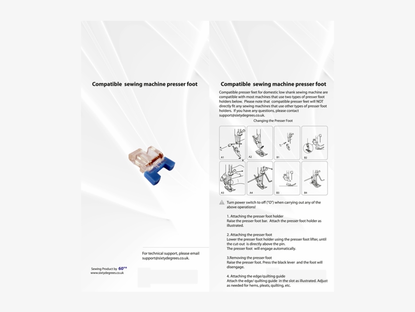 Compatible Button Sewing Foot - Diagram, transparent png download