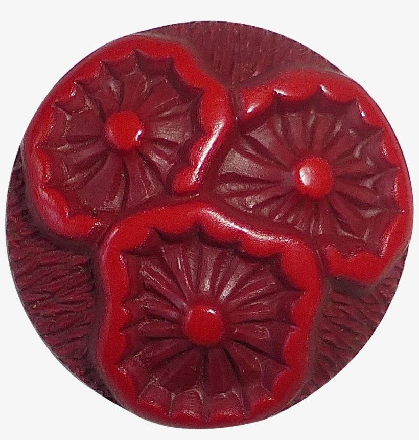 Pressed Celluloid High Relief Triple Flower Button - Pontefract Cake, transparent png download