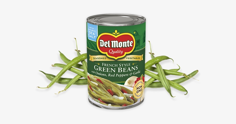 French Style Green Beans With Onions, Red Peppers & - Del Monte French Style Green Beans With Roasted Garlic, transparent png download