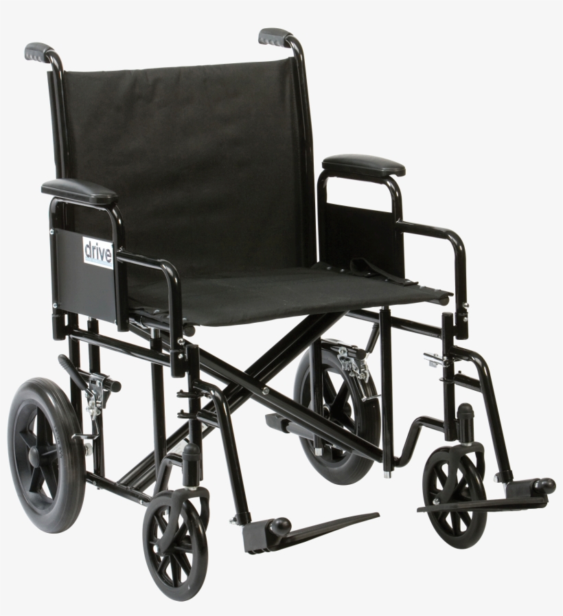 Black Wheelchair Png Image - Drive Medical Bariatric Steel Transport Chair Transit, transparent png download