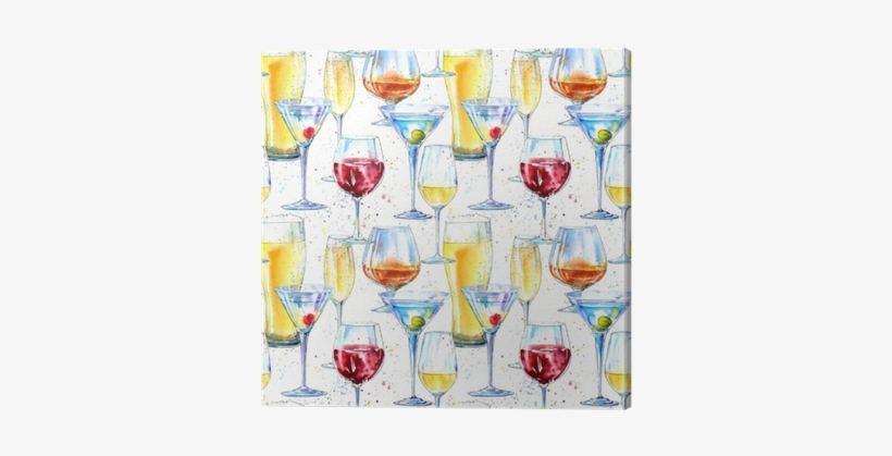 Seamless Pattern Of A Champagne,cognac, Wine,martini, - Cognac, transparent png download