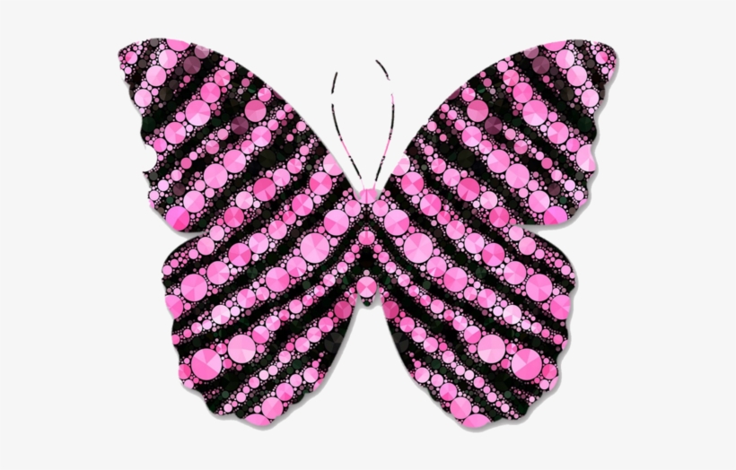 Pink And Black Circles Butterfly Clipart - Zazzle Papillon & Orchidée Roses Tongs, transparent png download