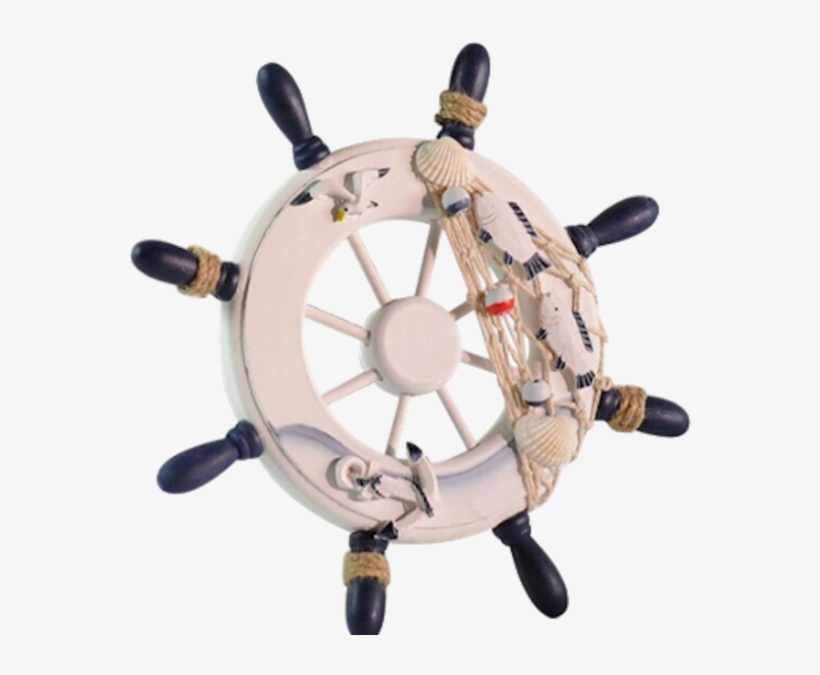 White Nautical Ship Wheel - Yarui-world 9 Inch Roue Bateau Bois Gouvernail Barre, transparent png download