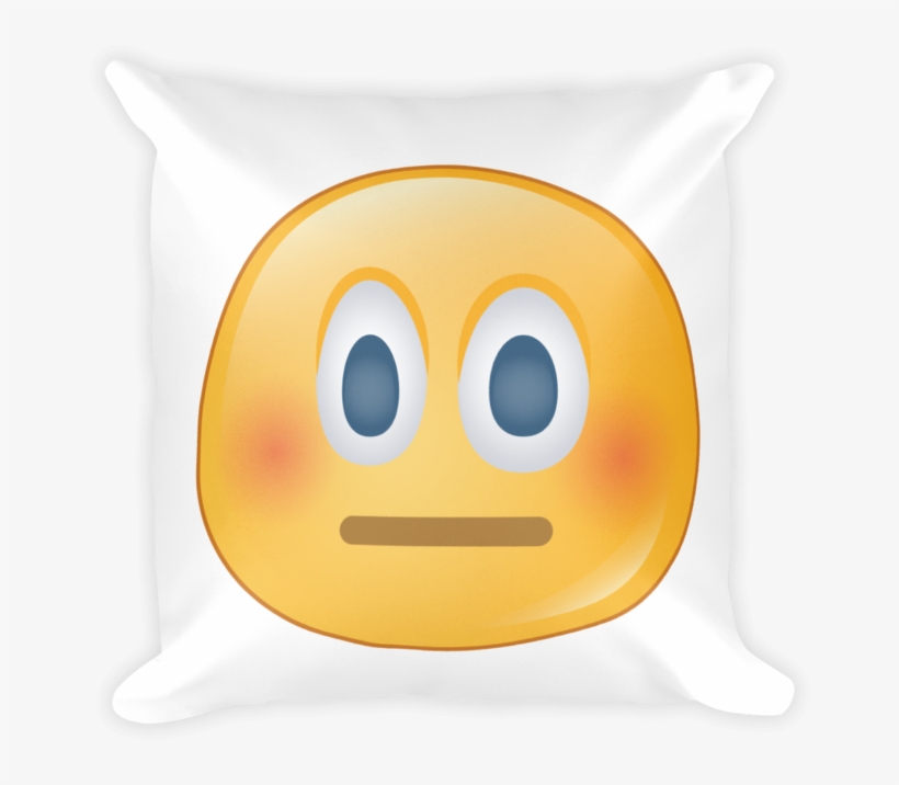 Expressive Blushing Emoji Square Stuffed Pillow - Smiley, transparent png download