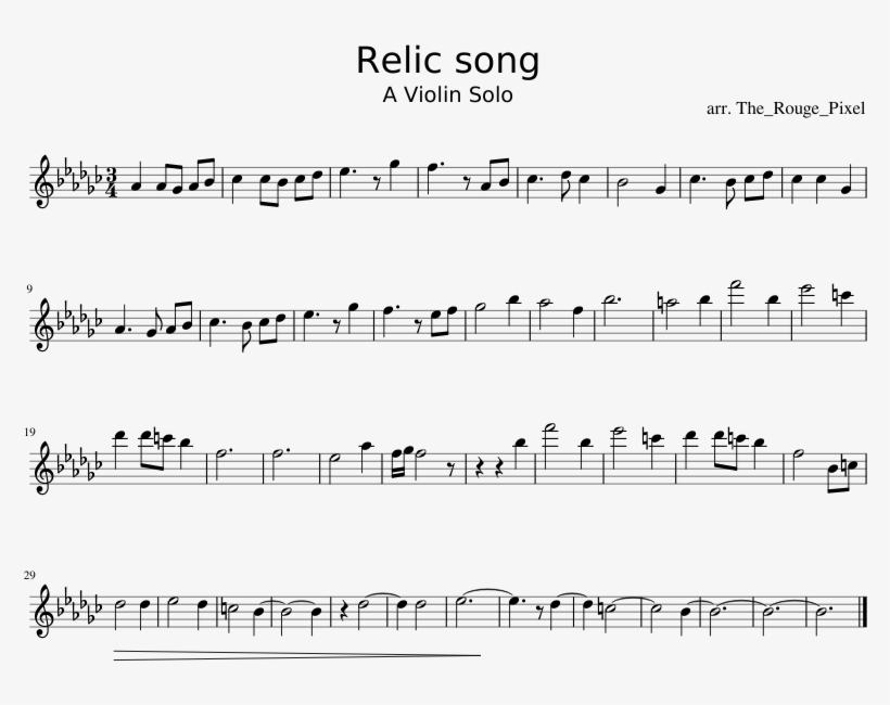 Relic Song Sheet Music Composed By Arr - Mii Song Violin Sheet Music, transparent png download