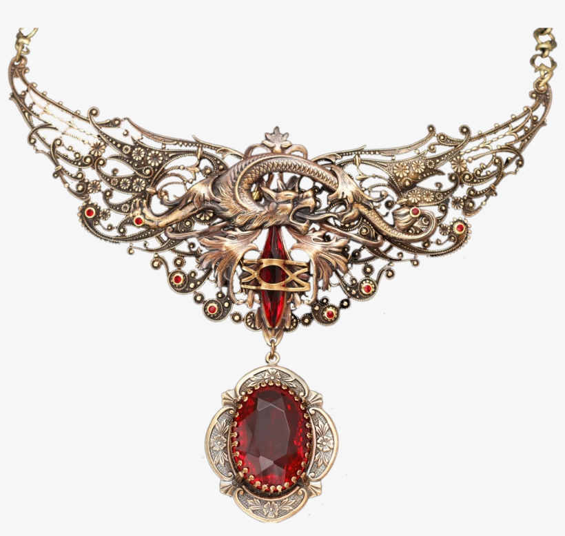 Large Dragon Necklace, Dragon Wings, Filigree Necklace, - Choker, transparent png download