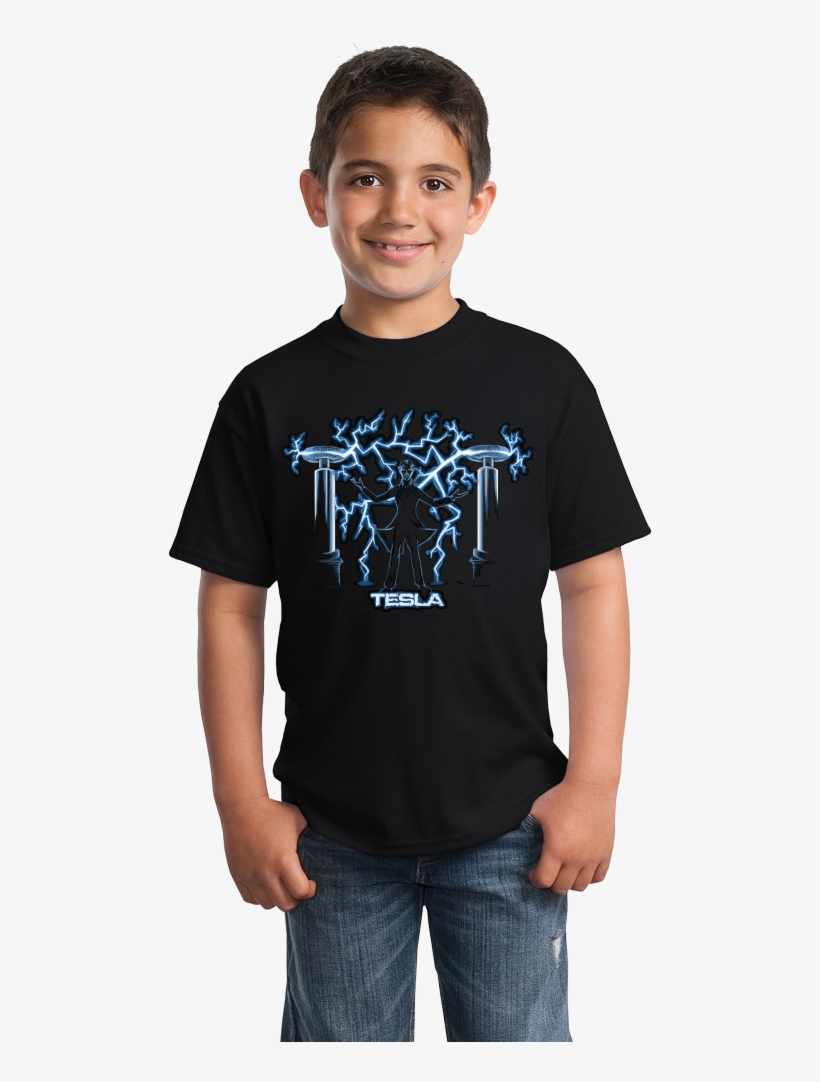 Youth Black Nikola Tesla, Mad Scientist T-shirt - T Shirt Model Boy Transparent, transparent png download