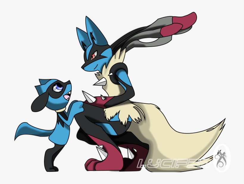 Nate And Mega Lucario - Cartoon, transparent png download