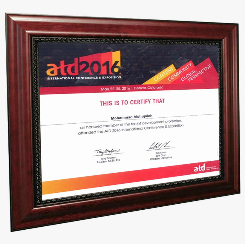 Certificate Atd2016 Gm - Paper Product, transparent png download