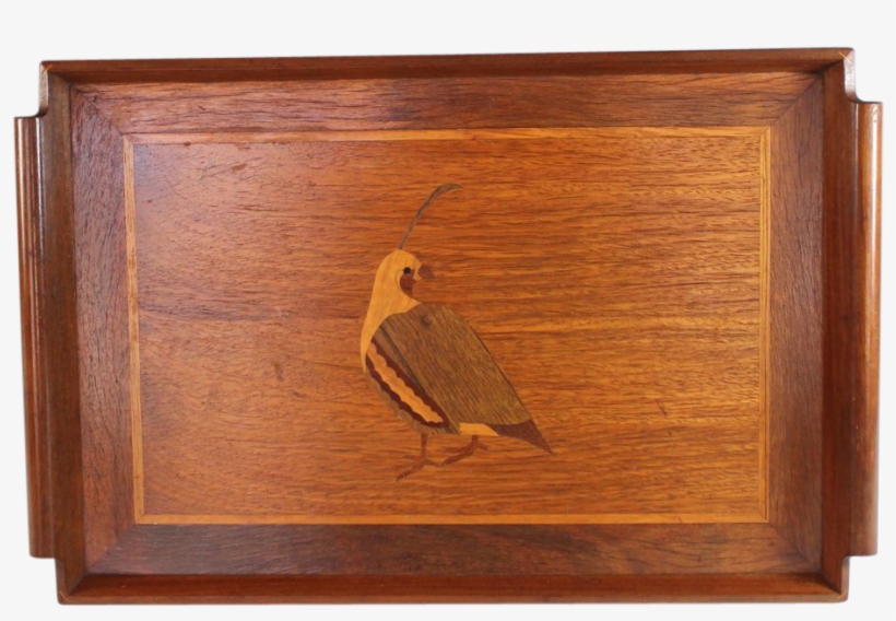 Vintage Inlaid Wood Serving Tray Quail - Plank, transparent png download