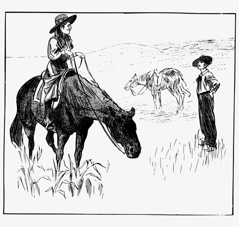 A Cowboy On The Horse S Back - Clip Art, transparent png download