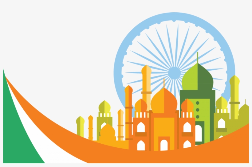 Illustration Of Wavy Indian Flag With Taj Mahal Png - Flag 26 January Png, transparent png download