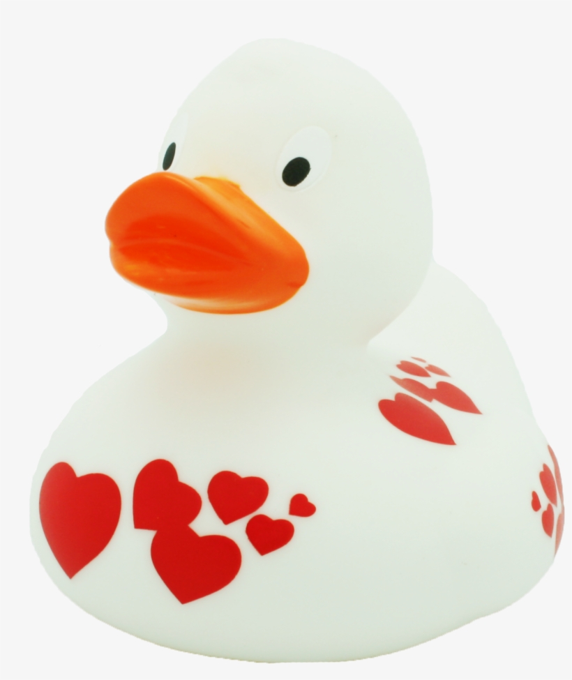 White Duck With Red Hearts *new- Design By Lilalu - Canard Amour, transparent png download