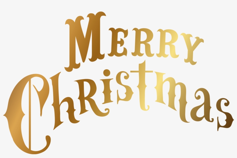 Gold Merry Christmas Text - Calligraphy, transparent png download